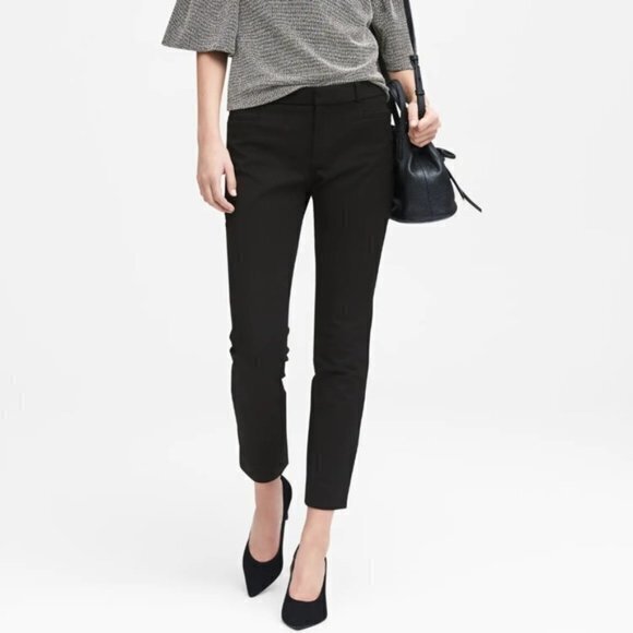 Banana Republic Sloan Skinny-Fit Ankle Pants Black Womens Size 00 Petite - Picture 1 of 11